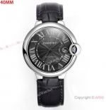 CH Factory Swiss Replica Cartier Ballon Bleu 40mm Watches Rhodium Grey Dial Quick-release Strap